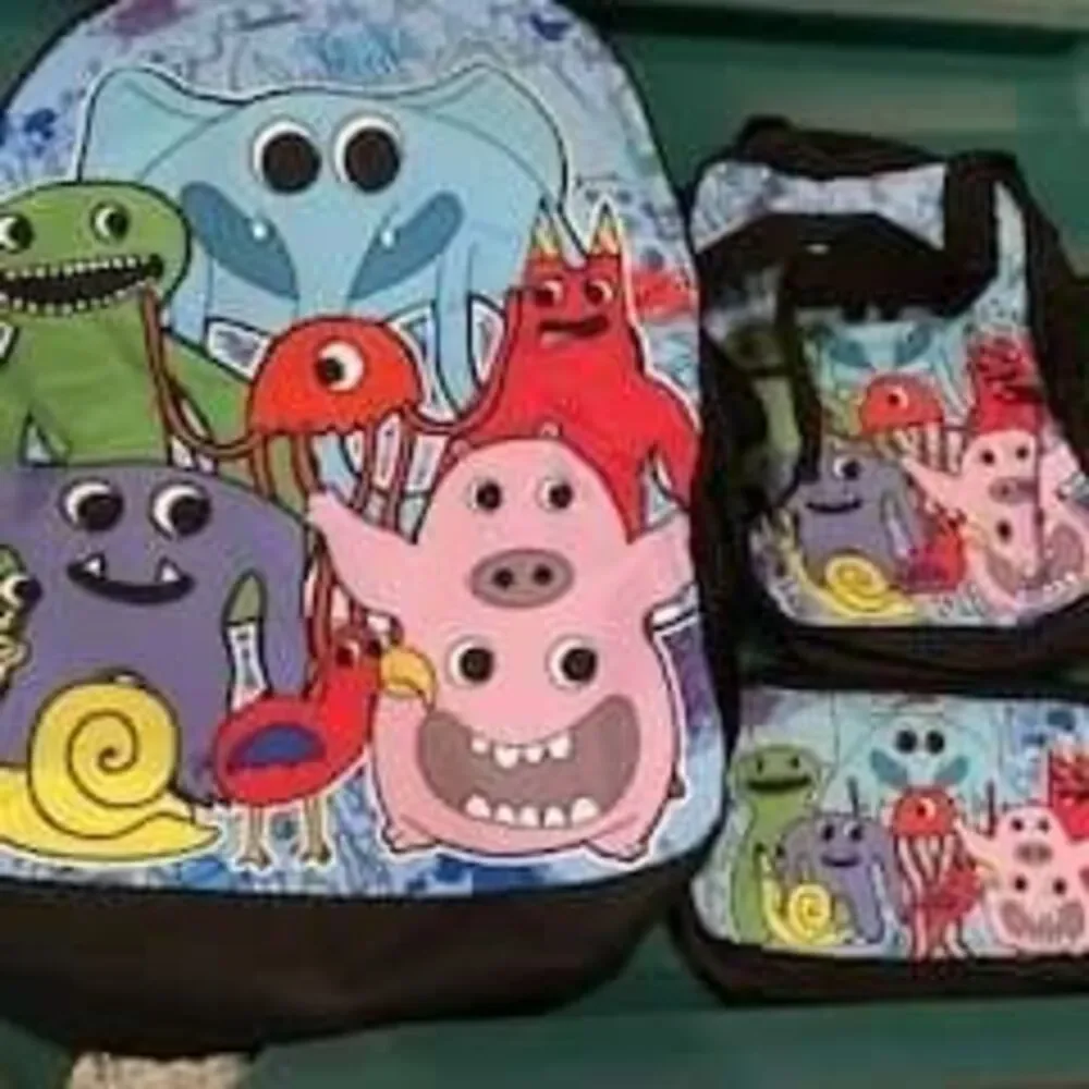 Monsters Inc bookbag set large bookbag insulated lunchbox & pencil case NWT
